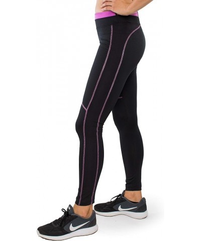 Women's Advantage Mid-Rise Long Athletic Leggings Black/Sugar Plum $19.98 Activewear