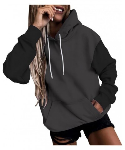 Womens Oversized Hoodies Fashion Long Sleeve Colorblock with Pocket Pullover Loose Casual Lightweight Sweatshirt Tops A01_dar...