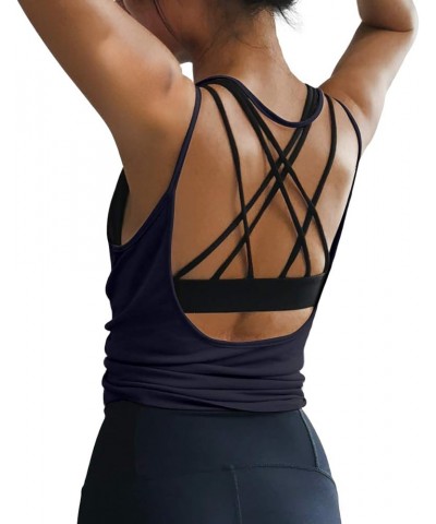 Womens Summer Workout Tops Sexy Backless Yoga Shirts Open Back Activewear Running Sports Gym Quick Dry Tank Tops Navy $13.49 ...