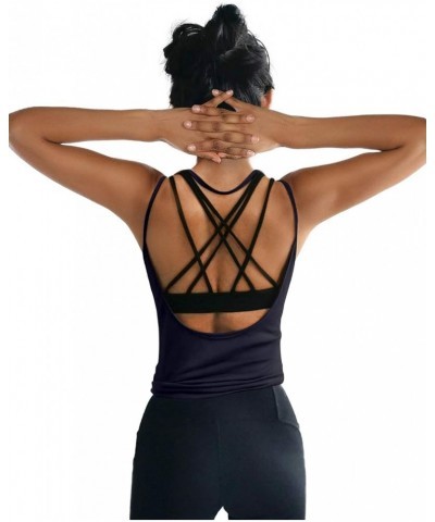 Womens Summer Workout Tops Sexy Backless Yoga Shirts Open Back Activewear Running Sports Gym Quick Dry Tank Tops Navy $13.49 ...