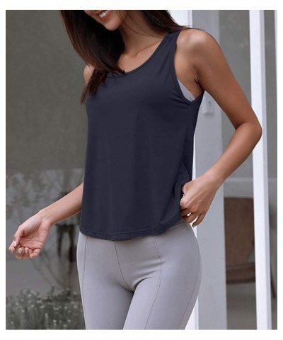 Womens Summer Workout Tops Sexy Backless Yoga Shirts Open Back Activewear Running Sports Gym Quick Dry Tank Tops Navy $13.49 ...