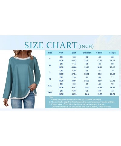 Womens Long Sleeve Tops Fall Ethnic Floral Double Layers Long Sleeve Shirt Crewneck Blouses Winter Graphic Sweatshirts X16-wh...