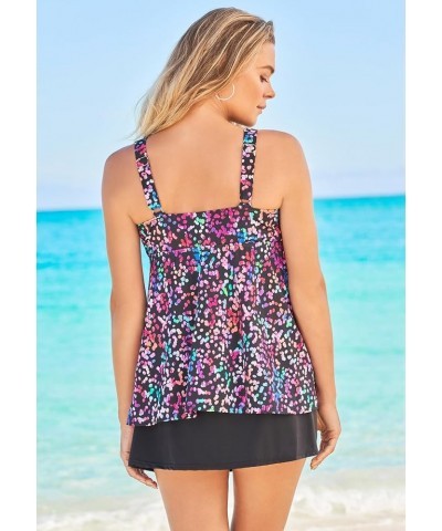 Women's Plus Size Flowy Tankini Top Neon Hibiscus $27.00 Swimsuits