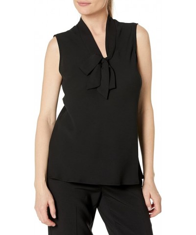 Women's Tie Front Blouse Standard Black $12.86 Blouses