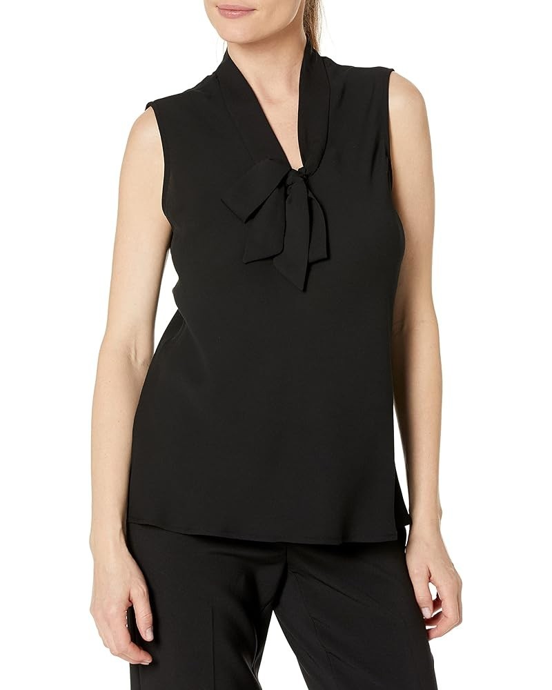 Women's Tie Front Blouse Standard Black $12.86 Blouses