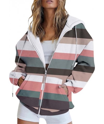 Women Full Zip Up Hoodies Long Sleeve Drawstring Oversized Coat 90s Goth Y2K Streetwear with Pockets B-multicolor $10.10 Jackets