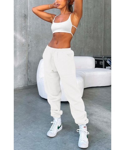 Fleece Sweatpants Women Baggy - Womens Sweatpants Sweats Y2K, Drawstring Sweatpants for Teen Girls White(fleece Lined) $12.99...