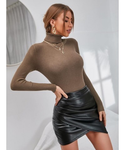 Women's Sweater Solid Skinny Turtleneck Sweater Sweater for Women (Color : Navy Blue, Size : Small) Large Mocha Brown $18.76 ...