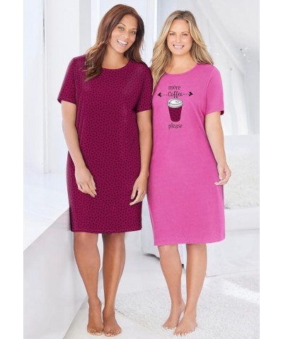 Women's Plus Size 2-Pack Short-Sleeve Sleepshirt Nightgown Pink Dog Love $18.19 Others