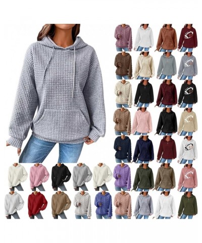 Hoodies for Women Oversized Hooded Sweatshirt Drawstring Waffle Long Sleeve Shirts Causal Trendy Tops Fall Clothes A-gray $10...