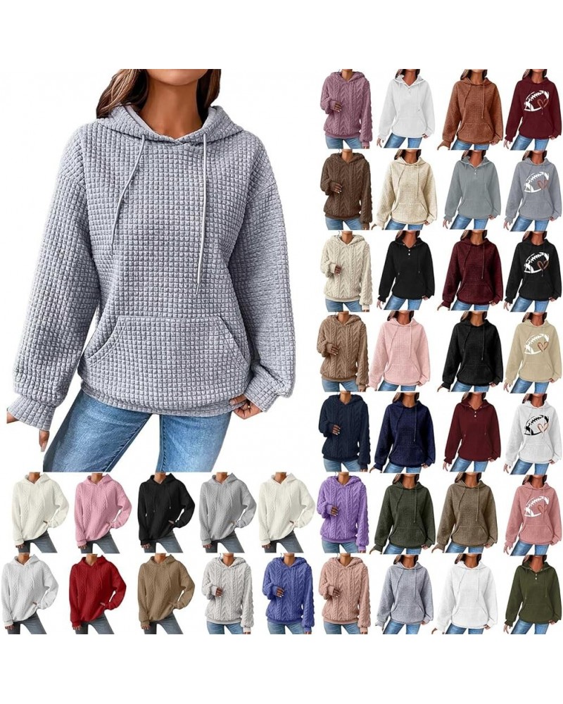 Hoodies for Women Oversized Hooded Sweatshirt Drawstring Waffle Long Sleeve Shirts Causal Trendy Tops Fall Clothes A-gray $10...