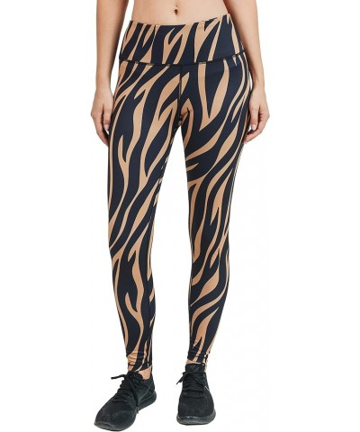 Women's Active Dynamic Colorblock Workout Leggings White Multi Color Size Tiger Striped $11.49 Activewear