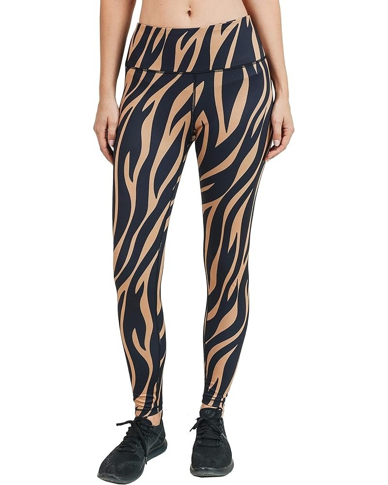 Women's Active Dynamic Colorblock Workout Leggings White Multi Color Size Tiger Striped $11.49 Activewear