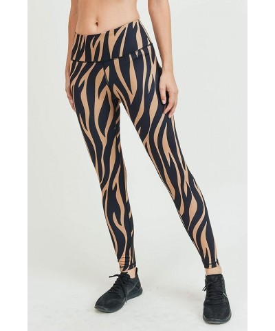 Women's Active Dynamic Colorblock Workout Leggings White Multi Color Size Tiger Striped $11.49 Activewear