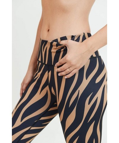 Women's Active Dynamic Colorblock Workout Leggings White Multi Color Size Tiger Striped $11.49 Activewear