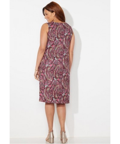 Women's Plus Size Soft Knit Jacket Dress - 3X, Black Floral Petals XX-Large Plus Rich Burgundy Watercolor Paisley $30.25 Dresses