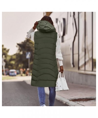 Women's Hooded Long Quilted Vest Puffer Vest Padded Coat Winter Warm Zip Up Sleeveless Jackets Plus Size Outerwear Coat Army ...