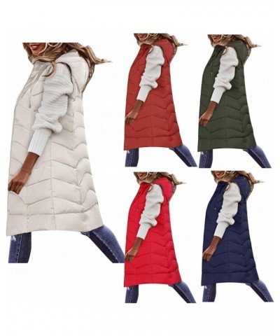 Women's Hooded Long Quilted Vest Puffer Vest Padded Coat Winter Warm Zip Up Sleeveless Jackets Plus Size Outerwear Coat Army ...