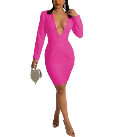 Women's Sexy Deep V Neck Bodycon Mini Dresses Casual Long Sleeve Wrap Club Cocktail Party Short Dress 10877-2pink $17.81 Dresses