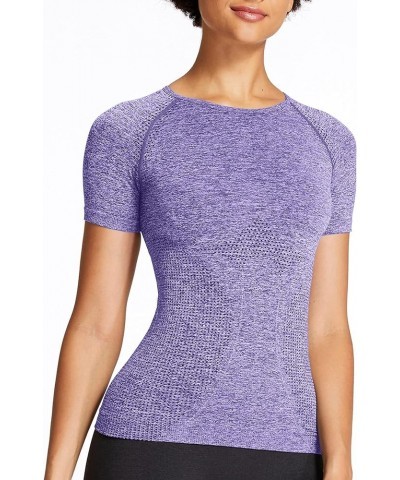 Women's Workout Vital Short Sleeve Seamless Crop Top Yoga Gym Sport Shirts T Shirt E Indigo Marl $10.59 Activewear