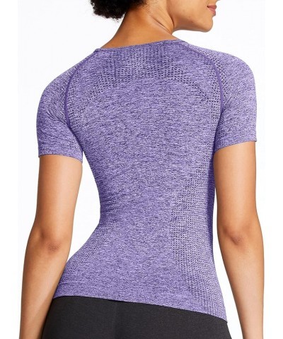 Women's Workout Vital Short Sleeve Seamless Crop Top Yoga Gym Sport Shirts T Shirt E Indigo Marl $10.59 Activewear