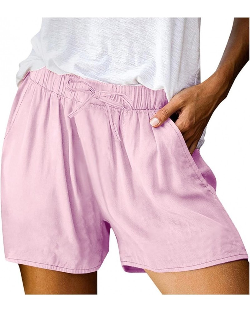 Shorts for Women high Waisted Casual Shorts Drawstring Elastic Waist Comfy Shorts Summer Pull On Short with Pockets A2pink $5...