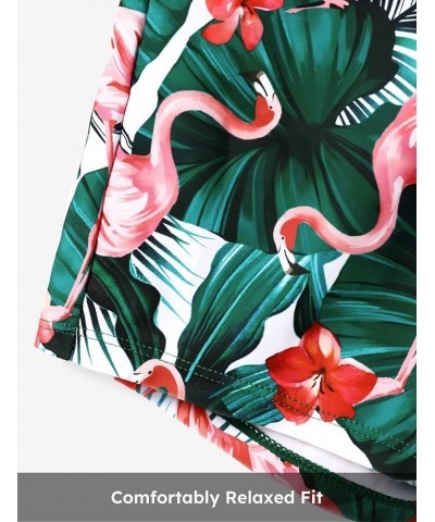 Family Matching Swimsuits Ruffle-Sleeve Two-Piece Tropical Plant Printed Bathing Suit and Swim Trunks Men Flamingo Green $16....