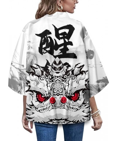 Women's 2024 Casual Floral Print Cardigan 3/4 Sleeves Cat Kimono Loose Tops Cover up 25499 White $13.76 Sweaters