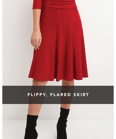 Women's Flippy Fit N' Flare Dress with 3/4 Sleeves Magenta $30.24 Dresses