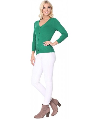 Women's Knit Cardigan Sweater – 3/4 Sleeve V-Neck Basic Classic Casual Button Down Soft Lightweight Top (S-3XL) Blackberry $1...