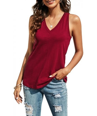 Women's Tank Top Casual Basic Sleeveless Tops Summer Tank Tops for Women Loose Fit Tunic Tanks Red Wine $7.94 Tanks