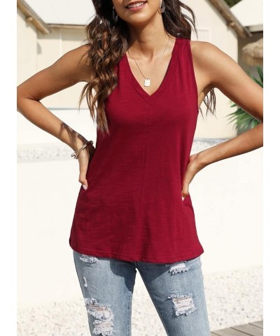 Women's Tank Top Casual Basic Sleeveless Tops Summer Tank Tops for Women Loose Fit Tunic Tanks Red Wine $7.94 Tanks