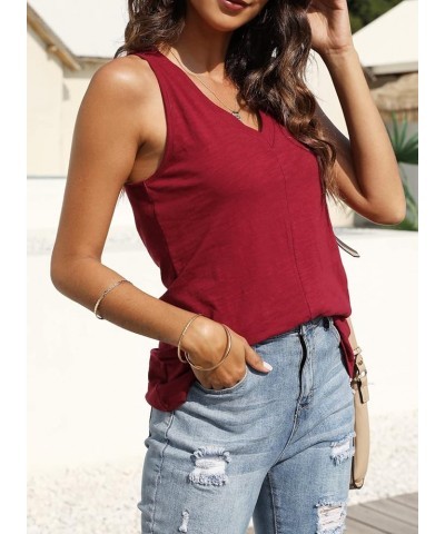 Women's Tank Top Casual Basic Sleeveless Tops Summer Tank Tops for Women Loose Fit Tunic Tanks Red Wine $7.94 Tanks