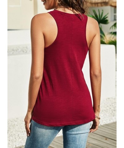 Women's Tank Top Casual Basic Sleeveless Tops Summer Tank Tops for Women Loose Fit Tunic Tanks Red Wine $7.94 Tanks