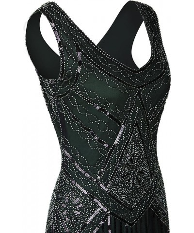 Women's 1920s Gastby Inspired Sequined Embellished Fringed Flapper Dress Dark Green $20.25 Dresses