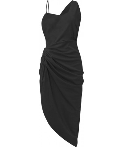 Cocktail Dresses,Sequin Bodycon One Shoulder Sexy Slit Midi Dress Formal Elegant Plus Size for Evening Dinner 03-black $11.75...