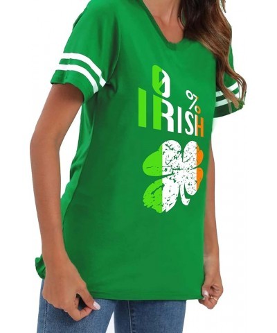 2024 St Patricks Day Shirts Funny Lucky Shamrock Tee Womens Green Theme Crew Neck Tee Summer Short Sleeve Tee Tops Greenstrip...