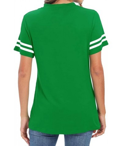 2024 St Patricks Day Shirts Funny Lucky Shamrock Tee Womens Green Theme Crew Neck Tee Summer Short Sleeve Tee Tops Greenstrip...