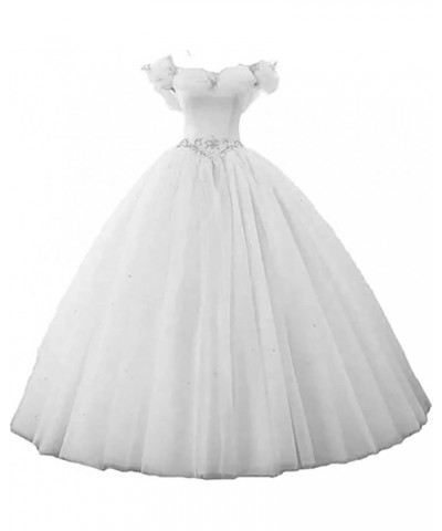 Women's Off Shoulder Butterfly Prom Quinceanera Dresses Ball Gown Long White $49.34 Dresses