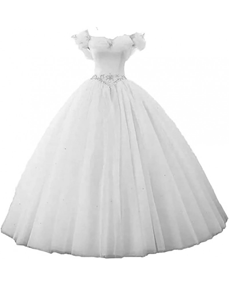 Women's Off Shoulder Butterfly Prom Quinceanera Dresses Ball Gown Long White $49.34 Dresses