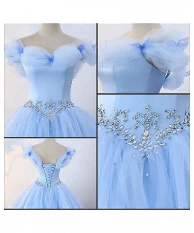 Women's Off Shoulder Butterfly Prom Quinceanera Dresses Ball Gown Long White $49.34 Dresses