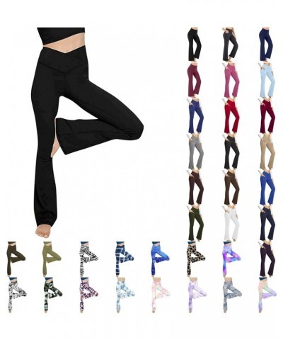 Yoga Pants Women V Crossover High Waisted Flare Leggings Bell Bottom Yoga Pants Butt Lifting Bootcut Leggings F-dark Gray $9....