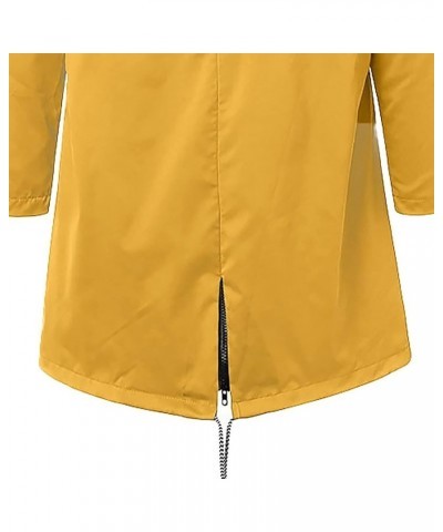 Rain Jackets For Women Waterproof With Hood Plus Size Soild Windproof Hiking Lightweight Coat 01-yellow $9.00 Coats