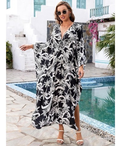 Women Elastic caftan Rayon Ethnic Print kaftans Floral Print Over Sized Caftans Lounge wear F3 $14.28 Swimsuits