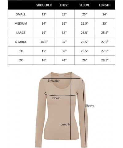 Women's Long Sleeve Stretch Cotton Slim Fit Lightweight Basic T-Shirt Scoop Neck Lavender $10.19 T-Shirts