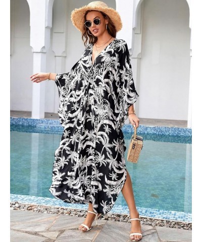 Women Elastic caftan Rayon Ethnic Print kaftans Floral Print Over Sized Caftans Lounge wear F3 $14.28 Swimsuits