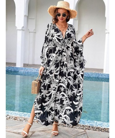 Women Elastic caftan Rayon Ethnic Print kaftans Floral Print Over Sized Caftans Lounge wear F3 $14.28 Swimsuits