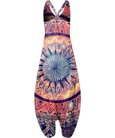 Boho Sleeveless Harem Jumpsuit Overalls African Romper Palazzo Pants Plus Size Long Bib Pants U $25.64 Overalls