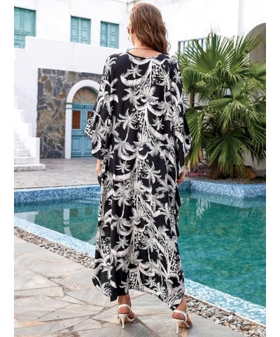 Women Elastic caftan Rayon Ethnic Print kaftans Floral Print Over Sized Caftans Lounge wear F3 $14.28 Swimsuits