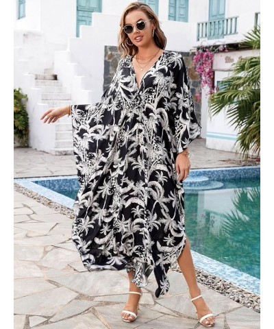 Women Elastic caftan Rayon Ethnic Print kaftans Floral Print Over Sized Caftans Lounge wear F3 $14.28 Swimsuits